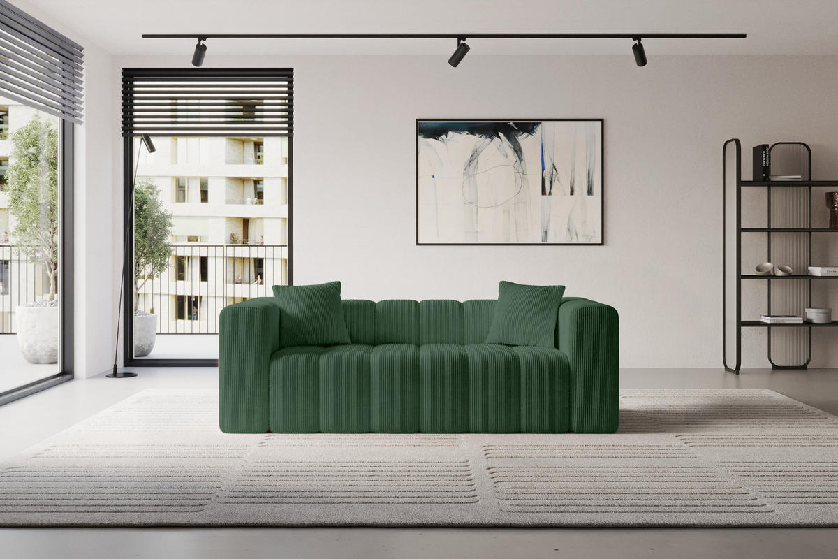 POHOVKA 2-MÍSTNÁ DONY-2 232x90x71 cm Zelená Manšestr - černá/zelená barva, kompozitní dřevo/textil (232/71/90cm) - ALTDECOR