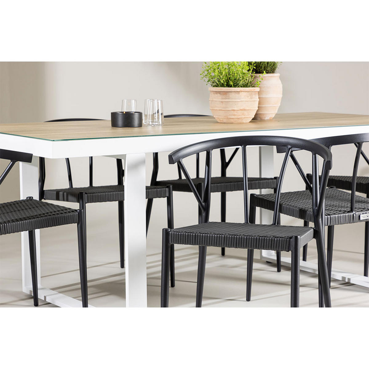 GARTENSET, MerloStina, Tisch Weiß, Holz, 90 x 200 x 75 cm, 7-teilig - Weiß, Holz - ebuy24