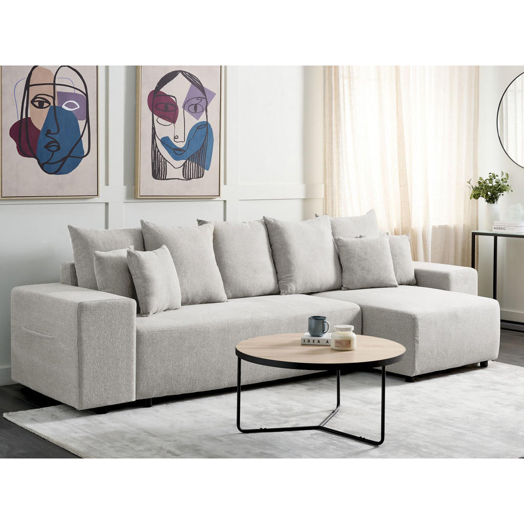 Thumbnail - Beliani 3-Sitzer-Ecksofa, Schwarz, Grau, Textil, L-Form, 294x130 cm, Wohnzimmer, Sofas & Couches, Wohnlandschaften, Ecks...