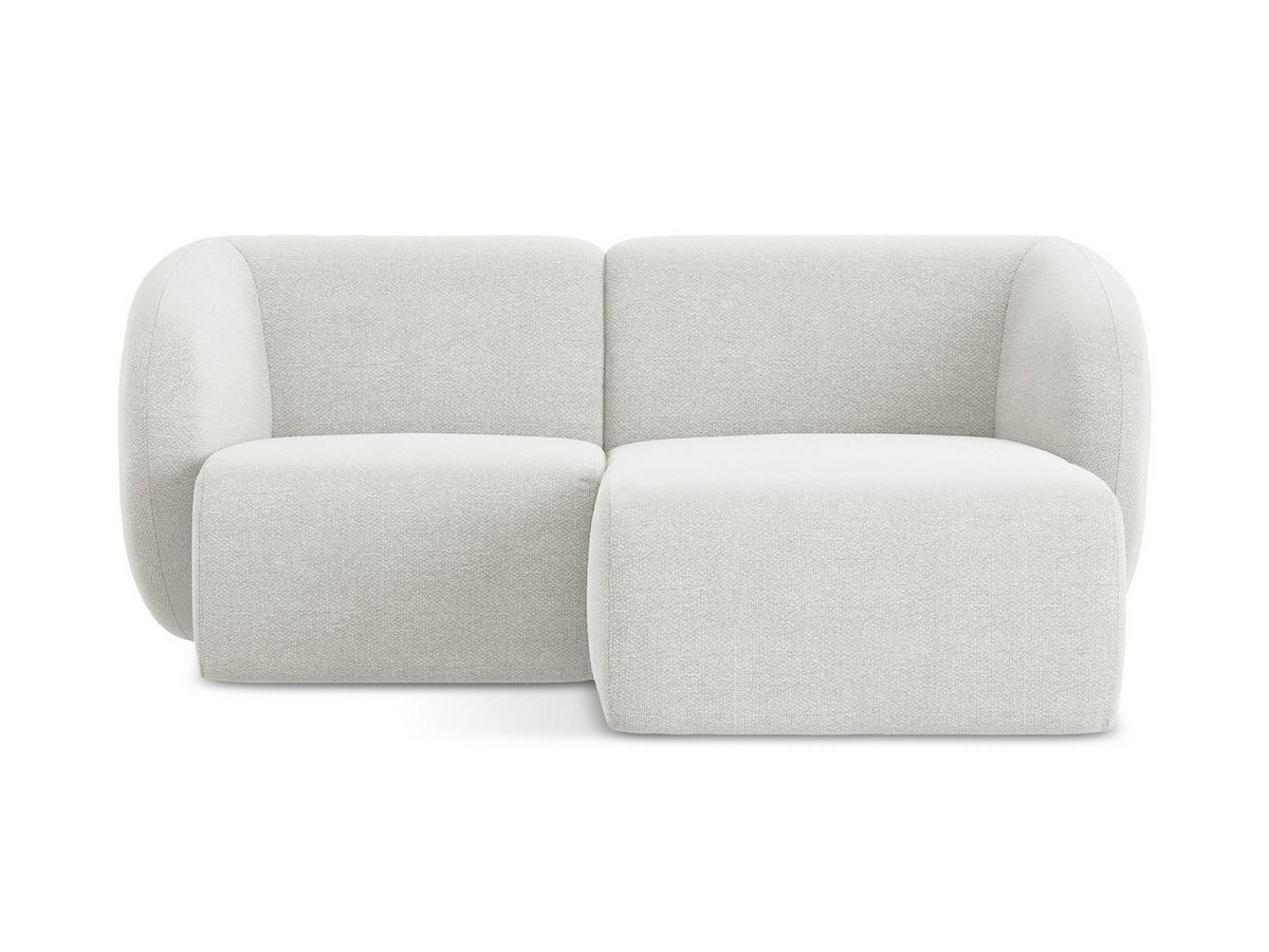 ECKSOFA Rechts Bouclé Stoff Weiß - Schwarz/Weiß, Holzwerkstoff/Kunststoff (178/166cm) - Makamii