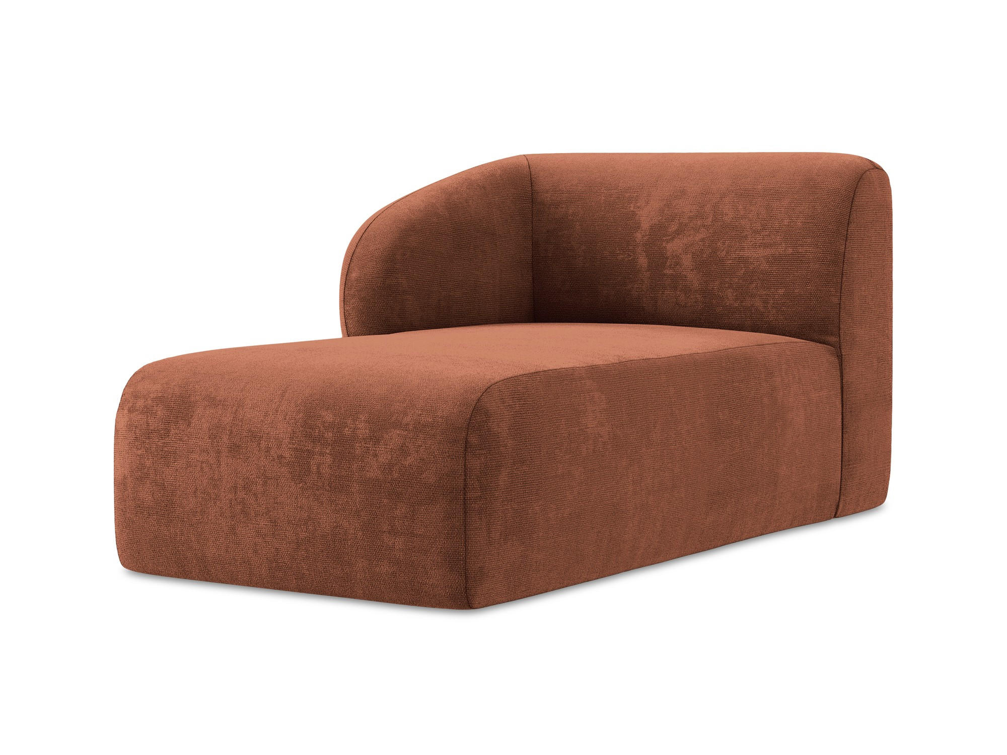 SOFAELEMENT Links Chenille Stoff Orange - Terracotta/Schwarz, Holzwerkstoff/Kunststoff (91/75/166cm) - Makamii