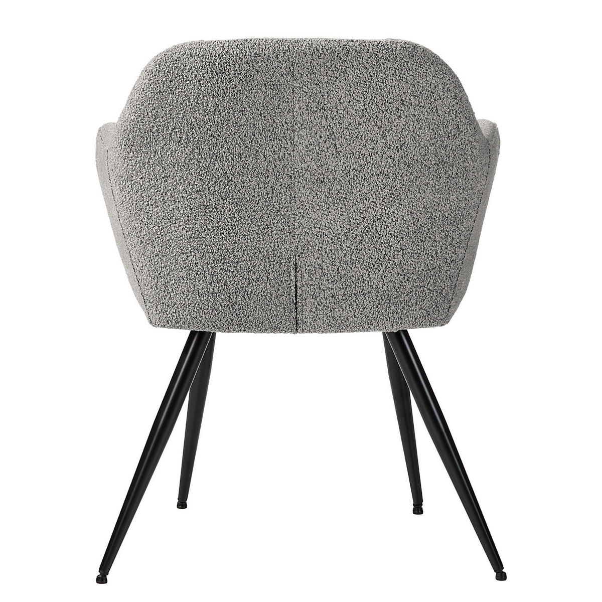POLSTERSTUHL - 2er-Set - Bouclé / Edelstahl - Grau, Textil/Metall (56/84/47cm) - home24