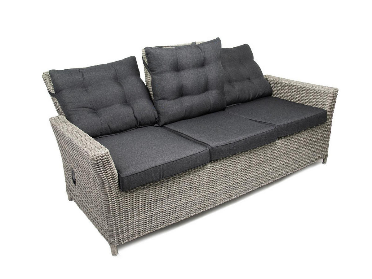 GARTEN-SITZGRUPPE Asti Grau Polyrattan für 7 Personen - Grau, Naturmaterialien - Green Spirit