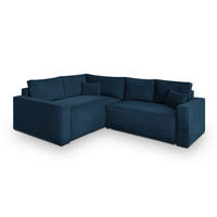 ROHOVÁ SEDAČKA ERONIS modrá - šedá/modrá, dřevo/textil (265/194cm) - MASSENO