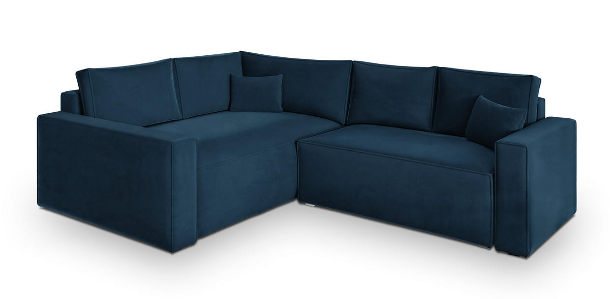 ROHOVÁ SEDAČKA ERONIS modrá - šedá/modrá, dřevo/textil (265/194cm) - MASSENO