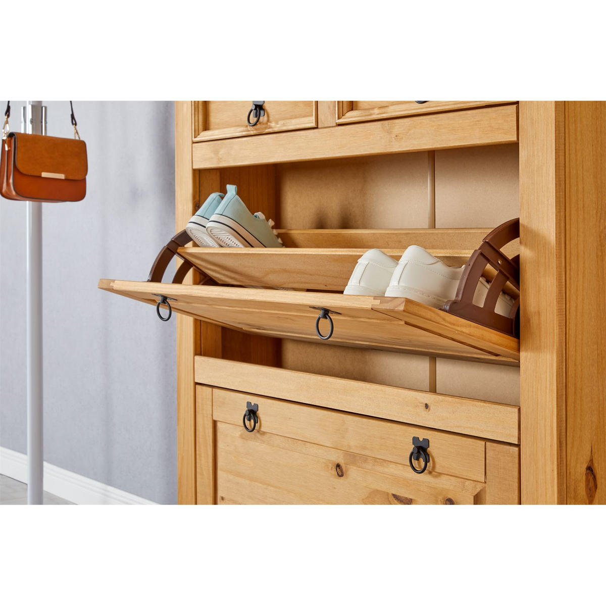 SCHUHSCHRANK TEQUILA - Kieferfarben, Holz (100/110/26cm) - IDIMEX