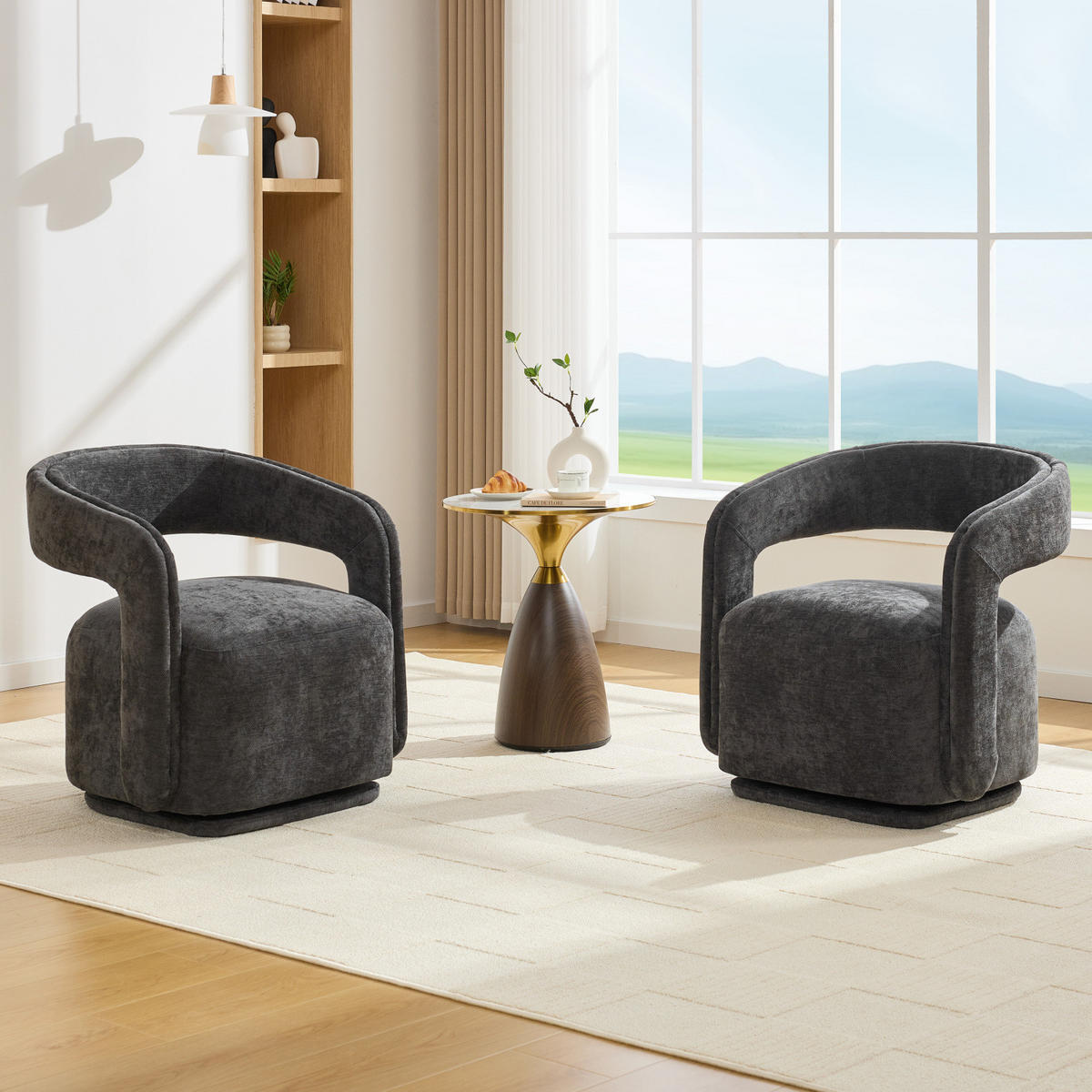 SESSEL,360 Grad Drehsessel Grau, Wohnzimmer Loungesessel - Grau, Textil (70/74/65cm) - PARAFTA HOME