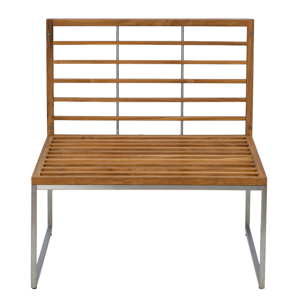 LOUNGESESSEL - Webstoff / Teak massiv - Hellgrau, Holz/Textil (70/74/70cm) - home24