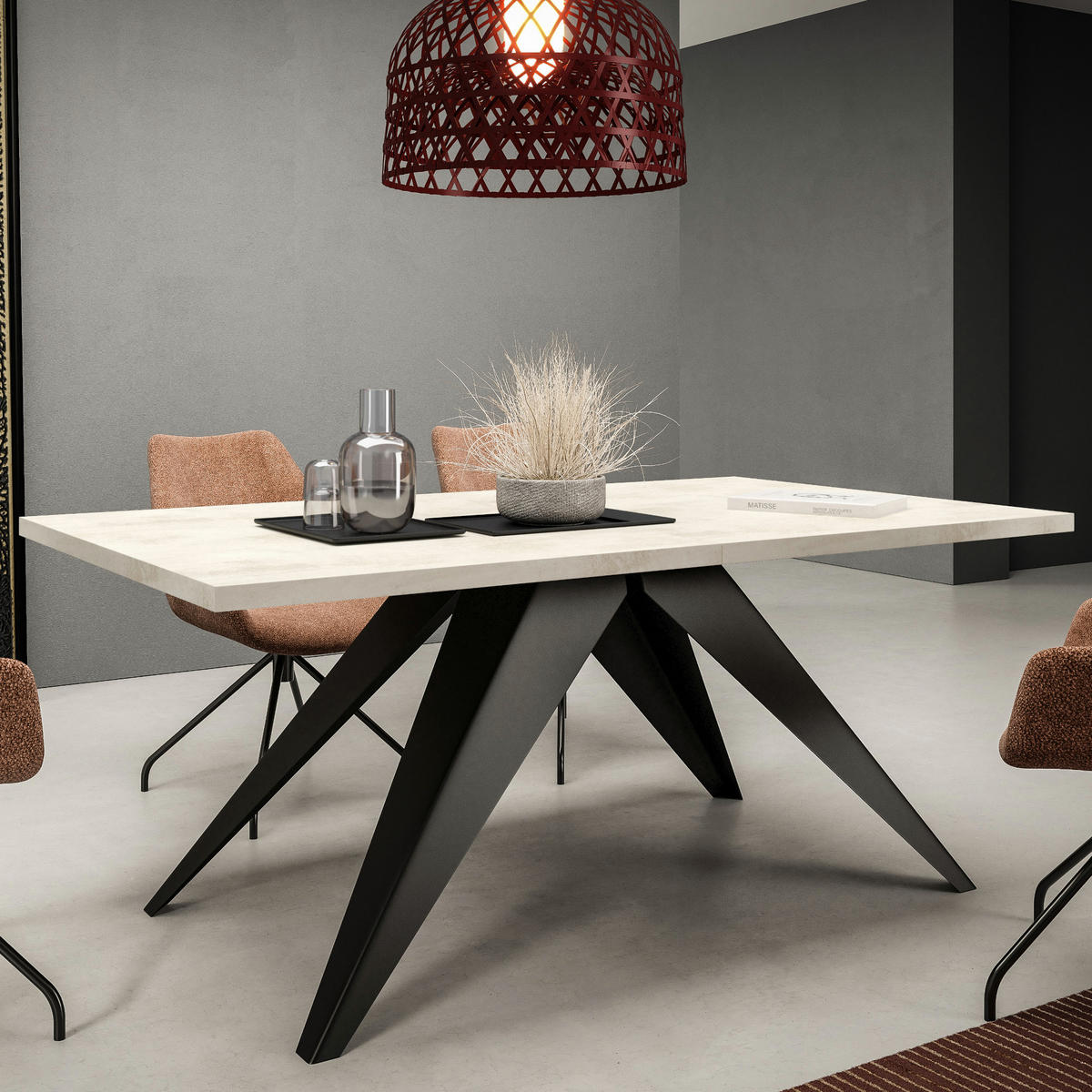 ESSTISCHE SENTO - Creme/Schwarz, Holzwerkstoff (90/160/76cm) - Meblini