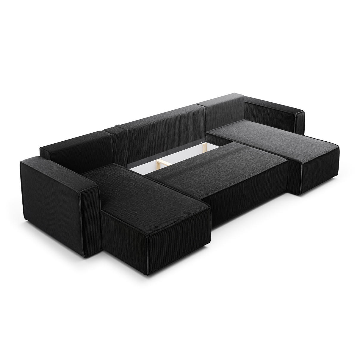 PANORAMASOFA Ezekiel 5 Sitzplätze Schwarz - Schwarz, Holz (309/73/145cm) - Petits-meubles