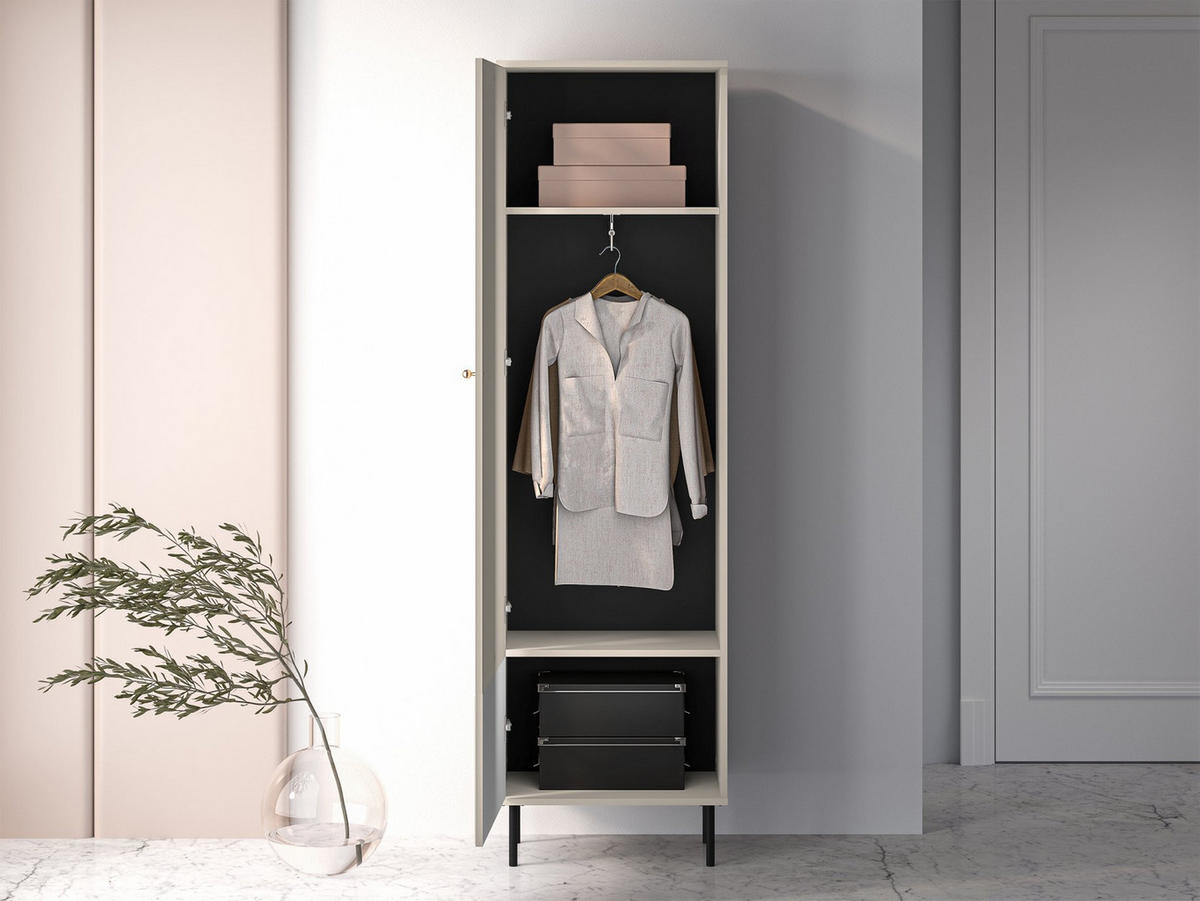 GARDEROBENSCHRABK Caletto Beige 55 cm - Beige/Goldfarben, Holzwerkstoff/Metall (55/190/34cm) - Selsey