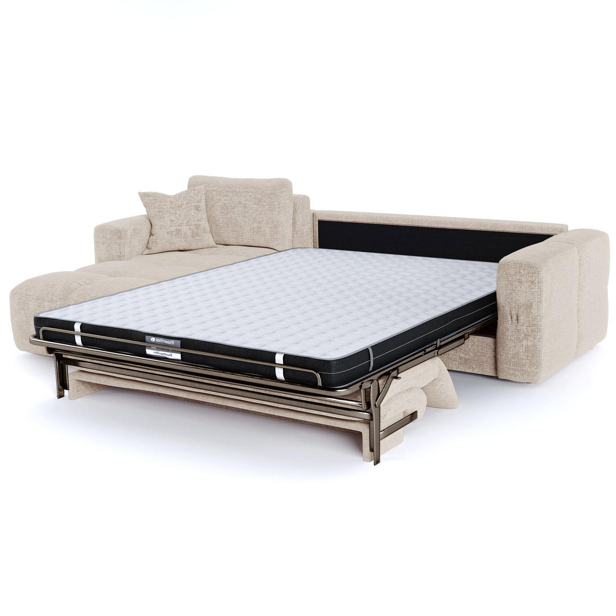 SCHLAFSOFA Express VIBE Geprägter Samt Creme 286cm - Creme, Textil (286/165cm) - Premium Interiors