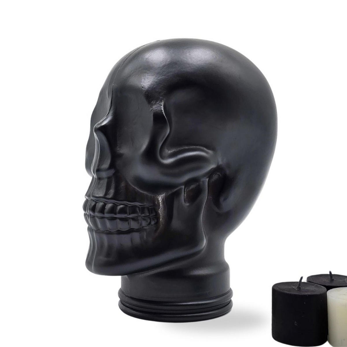 KOPFHÖRERSTÄNDER TOTENKOPF Glas M01 schwarz - Schwarz, Glas (19/26/19cm) - DESIGN DELIGHTS