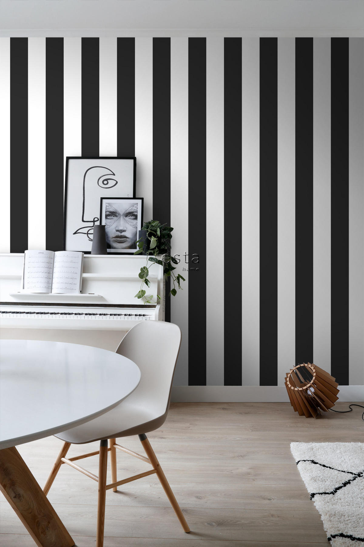 TAPETE Streifen 53 cm x 10.05 m - Schwarz, Papier (53/1000cm) - ESTAhome