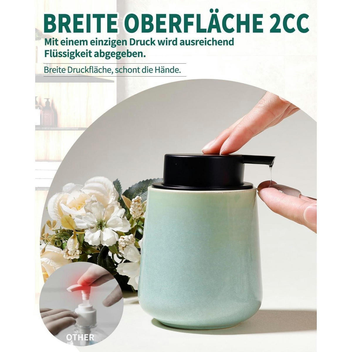 SEIFENSPENDER Keramik Cyan 350 ml - Türkis, Keramik (9/12/9cm)