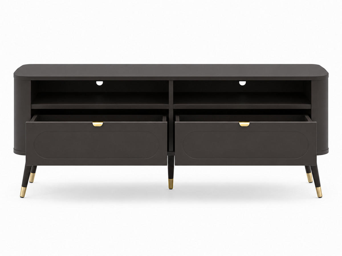 TV-SCHRANK: 2 Schubladen, Schwarz, 138,2 x 40 x 52,6 cm - Schwarz, Holzwerkstoff (138.2/52.6/40cm) - 3XE LIVING