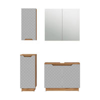 BADMÖBEL-SET Lotta Eiche/Grau mit Kachelstruktur 4 Teile - Eichefarben/Grau, Holzwerkstoff (79.6/62.1/32cm) - Vicco