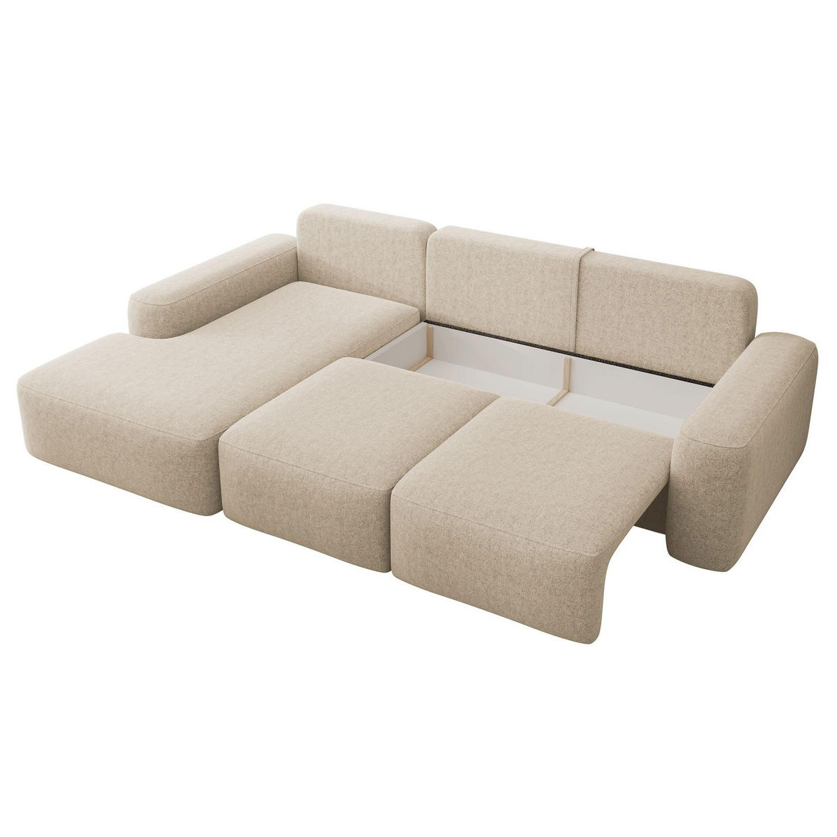 ECKSOFA Carnos mit Ballkissen, Beige Chenille, linksseitig - Beige/Schwarz, Kunststoff/Textil (264/162cm) - Selsey