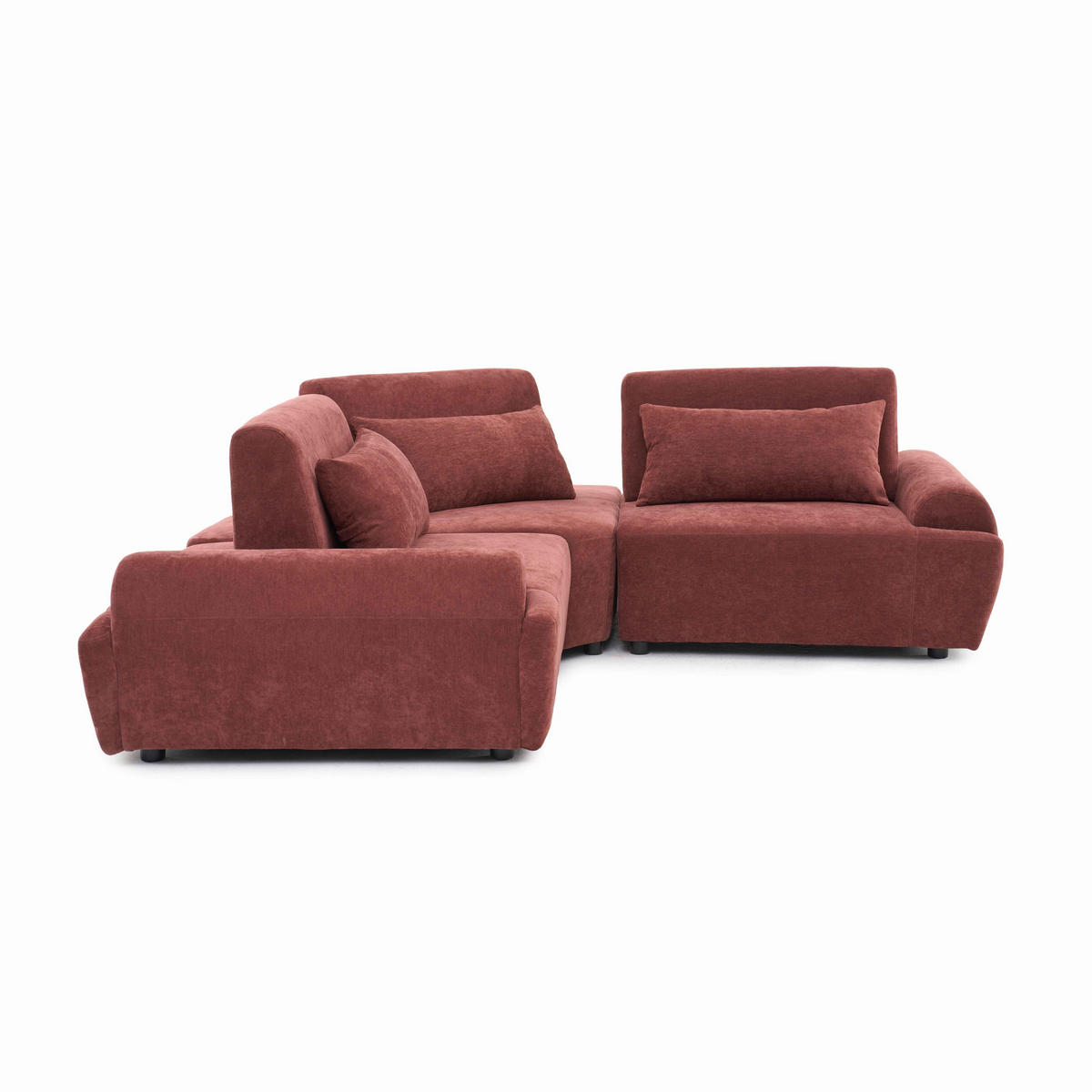 ECKSOFA 3-Sitzer, Rot - Rot, Textil (231/231cm) - Oviala