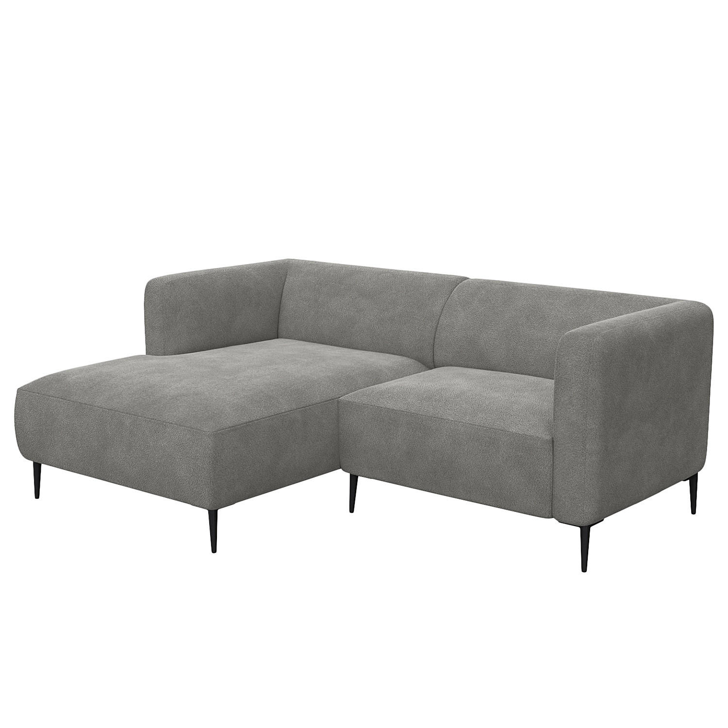 1,5-SITZER ECKSOFA mit Longchair - Schwarz/Grau, Textil/Metall (211/148cm) - home24