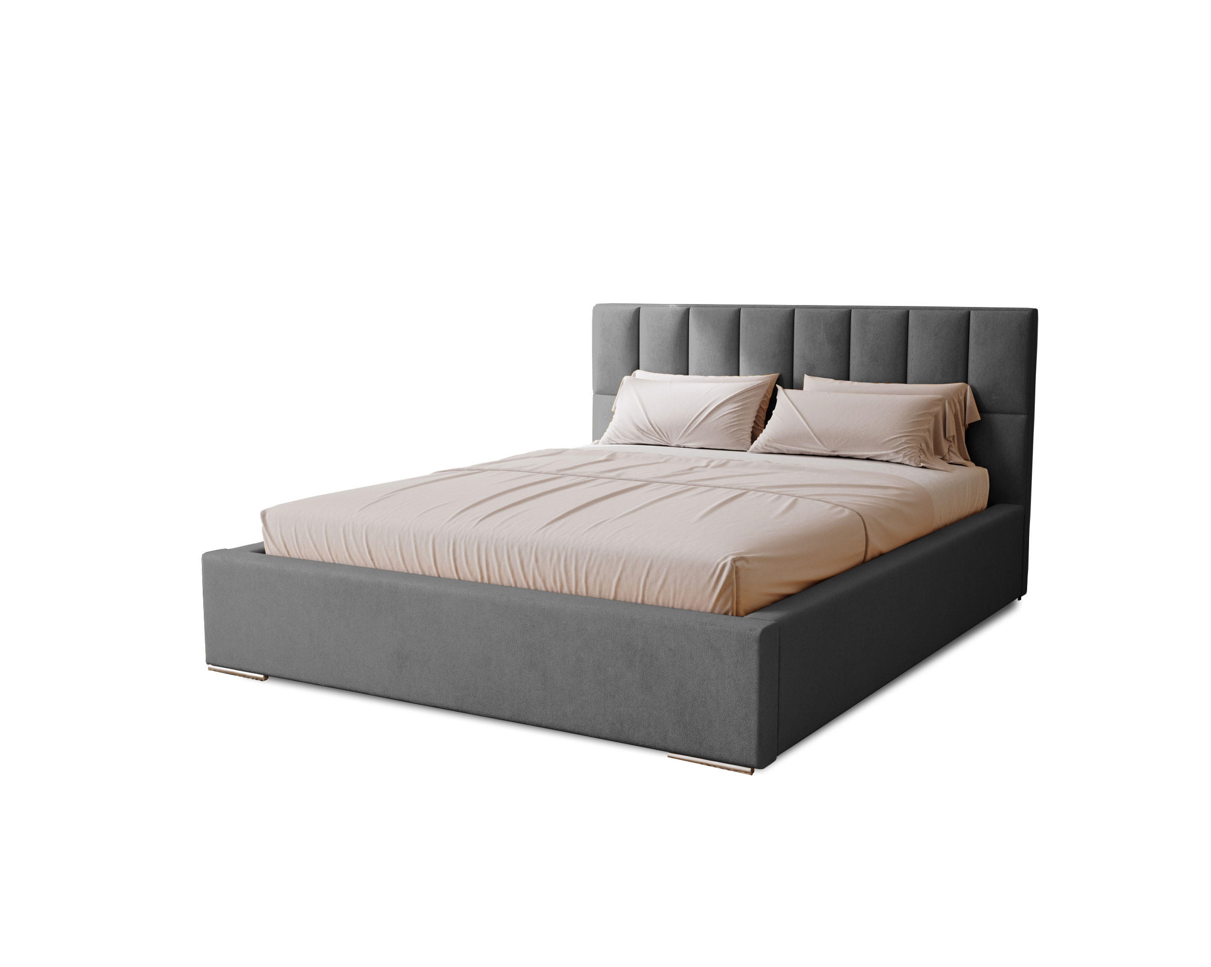POLSTERBETT Dream 140x200 cm, Doppelbett mit Bettkasten, Lattenrost und Matratze aus Holz, Velourstoff: Dunkelgrau - Dunkelgrau, Holz/Kunststoff (140/200cm) - Marpur