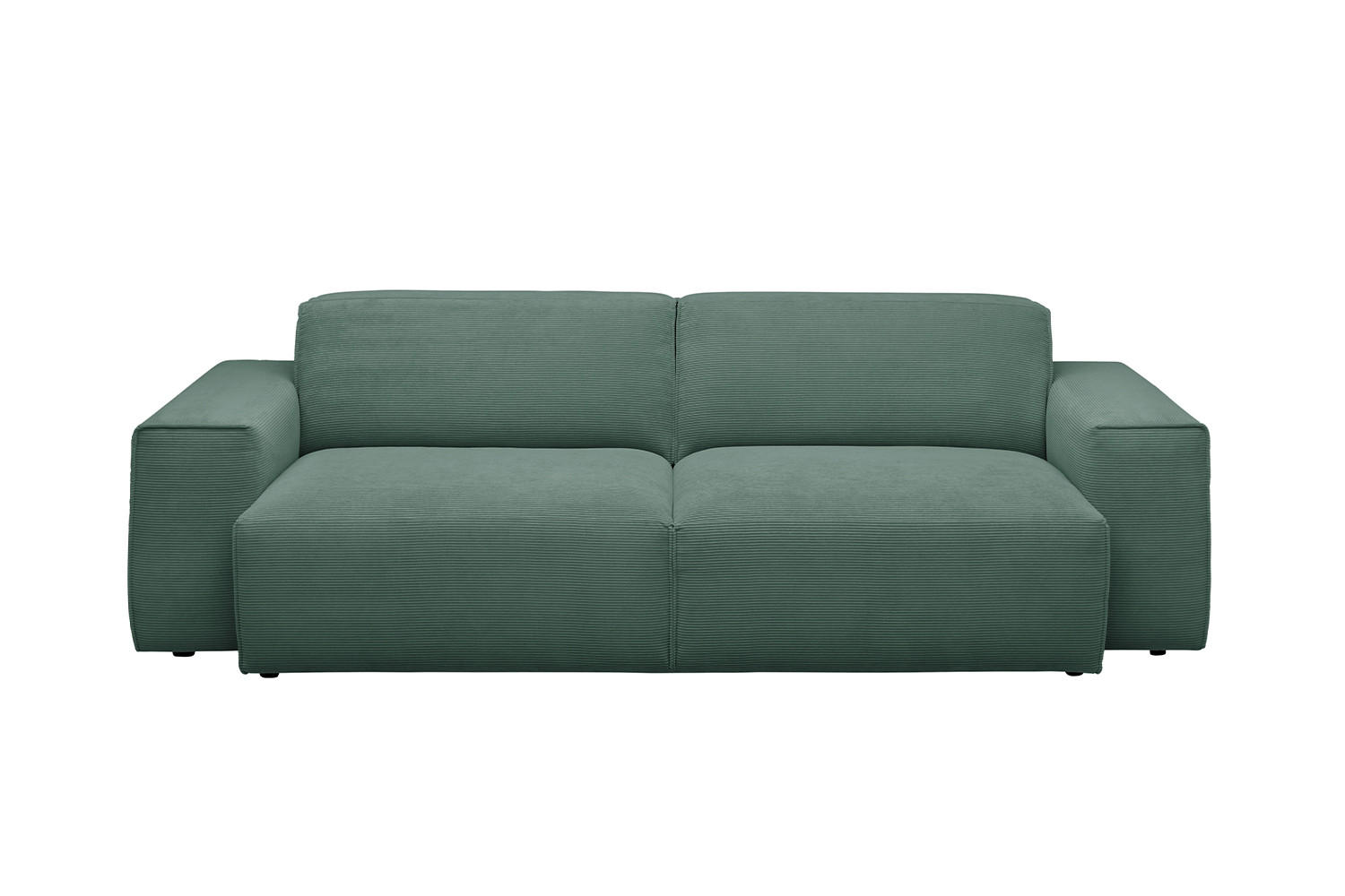 SOFA RANI Smaragdgrün Cord - Smaragdgrün/Schwarz, Kunststoff/Textil (256/71/101cm) - KAWOLA