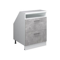 KUCHYNSKÁ SKRIŇA PRE ŠIKMÉ STRECHY R-Line betón 60 cm s 2 zásuvkami, korpus skrine hĺbka 60 cm - sivá/biela, kompozitné drevo (60/83.8/60cm) - Vicco