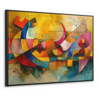 LEINWAND Bilder mit Rahmen - Kunst - Abstrakt - Modern - 80x60 - Gelb, Textil (80/60cm) - MuchoWow