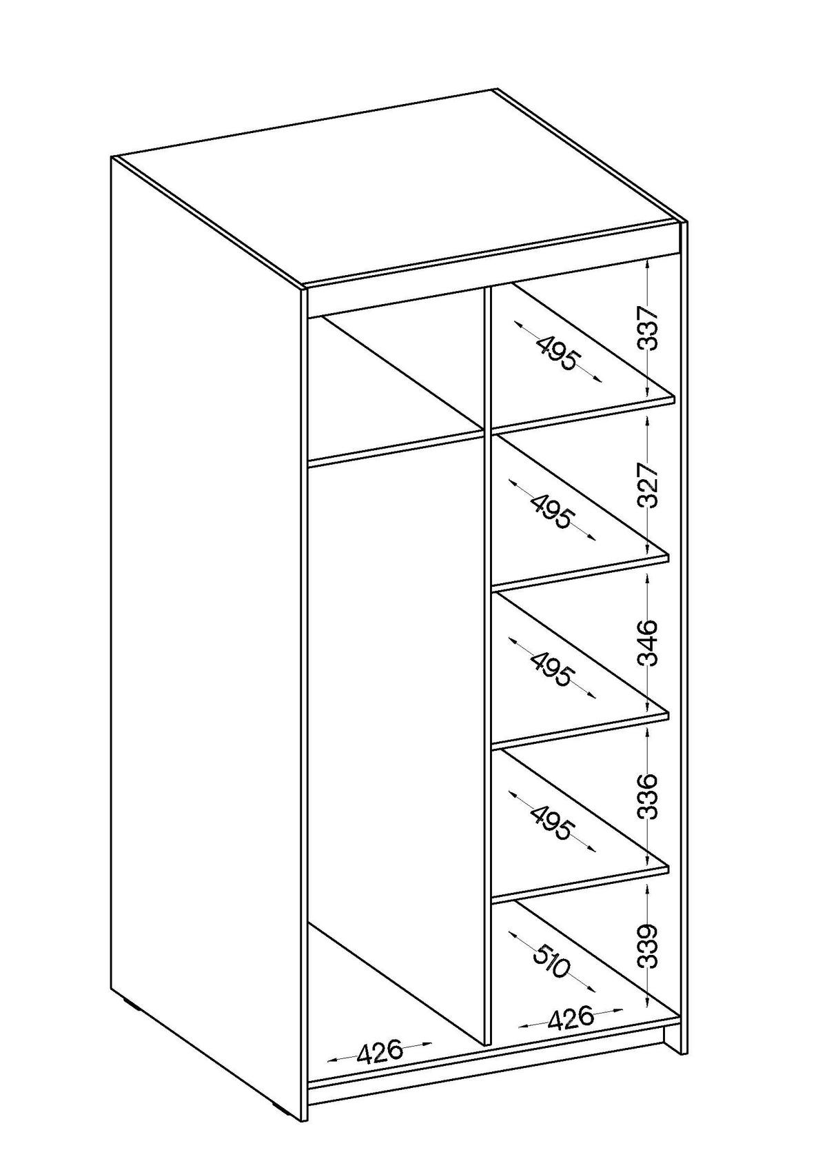 DREHTÜRENSCHRANK ELENORA 89,7/190,5/53cm 2-türig Weiß - Weiß, Holzwerkstoff (89.7/190.5/53cm) - MASSENO