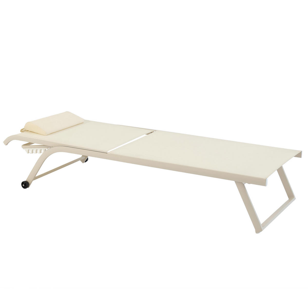 SONNENLIEGE 2-tlg., Weiß - Weiß, Textil (70/69/182cm) - Oviala
