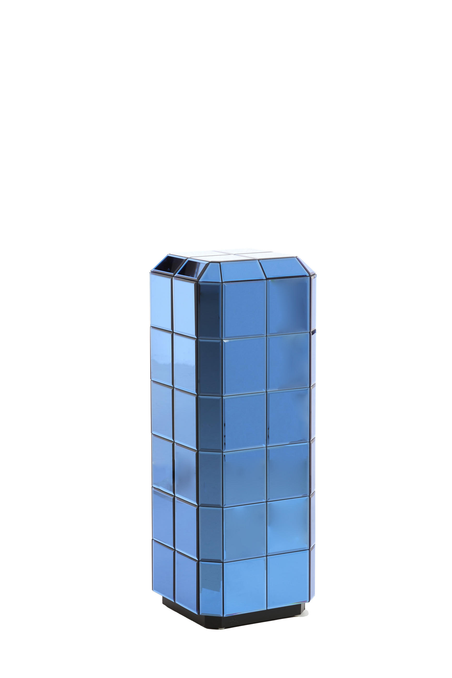 BLUMENSÄULE Luciano Blau 30/30/80 cm - Blau, Glas (30/30/80cm) - Light & Living