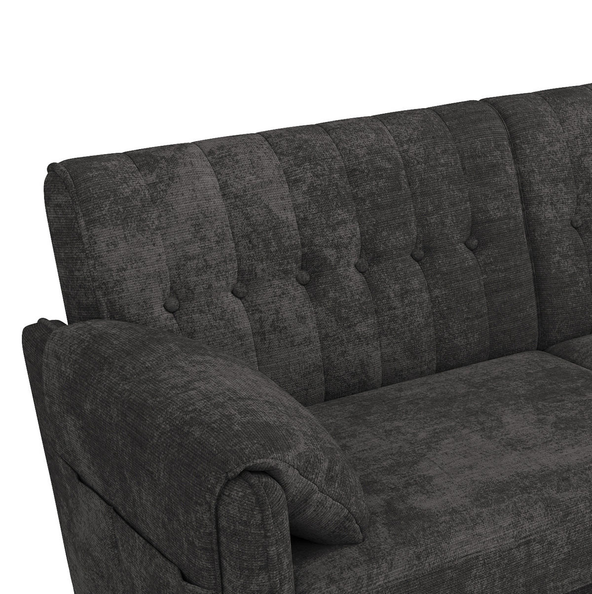 SOFA 161,5/79/83,5 cm in Dunkelgrau aus Chenille mit Armlehnenkissen - Anthrazit, Textil (79/83.5/161.5cm) - Flora Grace