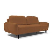 SOFA BOHO Mit Schlaffunktion Und Bettkasten, Wellenfederung, PUR-Schaum, Holzfüße, lose Rückenkissen, freistehend, 244x102x92 cm Copper - Kupferfarben, Holz/Textil (244/92/102cm) - DomoHome