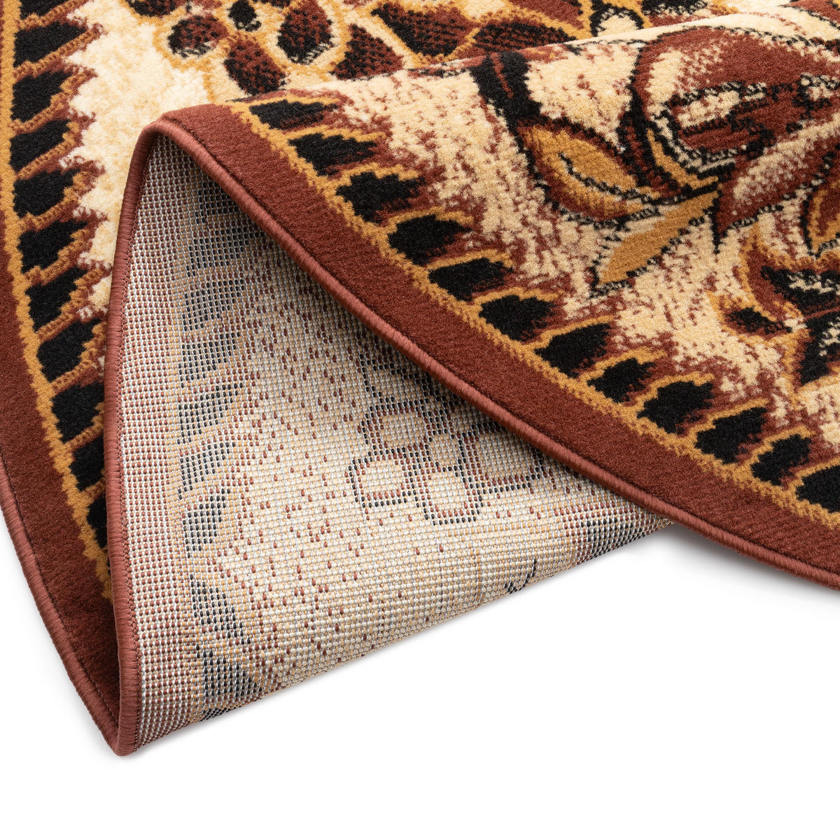 TEPPICH ATLAS rund beige braun floral 140/140 cm - Beige/Braun, Textil (140/140cm) - Tapiso