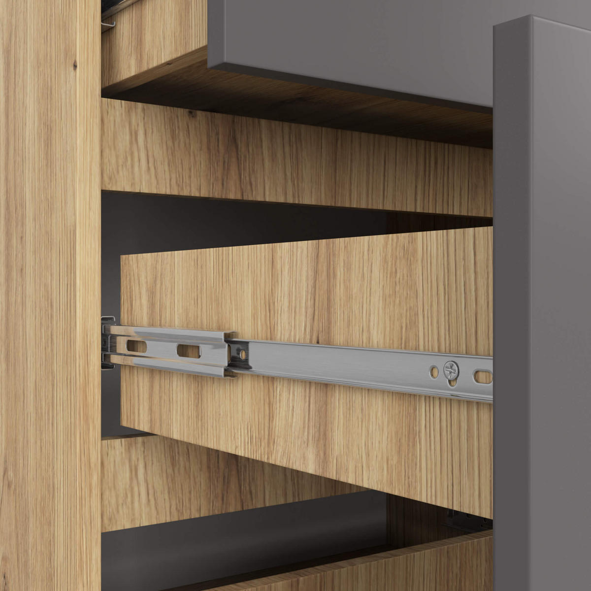 KOMMODE Eiche Artisan, Graphit Grau 121/120/40 - Eiche Artisan, Holzwerkstoff (120/121/40cm) - RAUMHIRSCH FURNITURE
