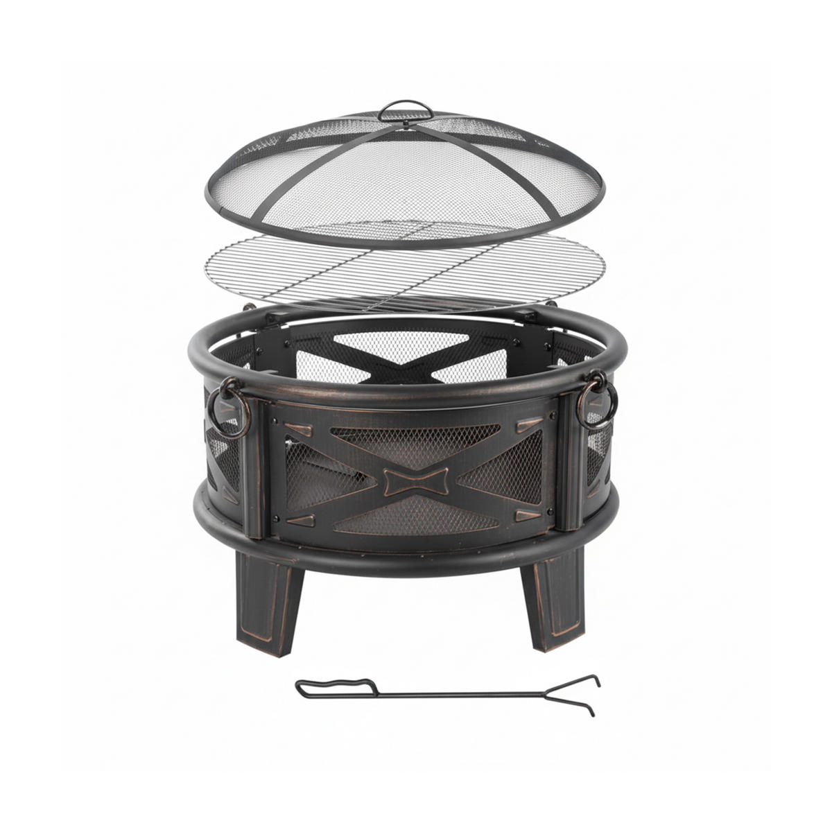 FEUERSCHALE - Schwarz, Metall (66/58/66cm) - Relaxdays