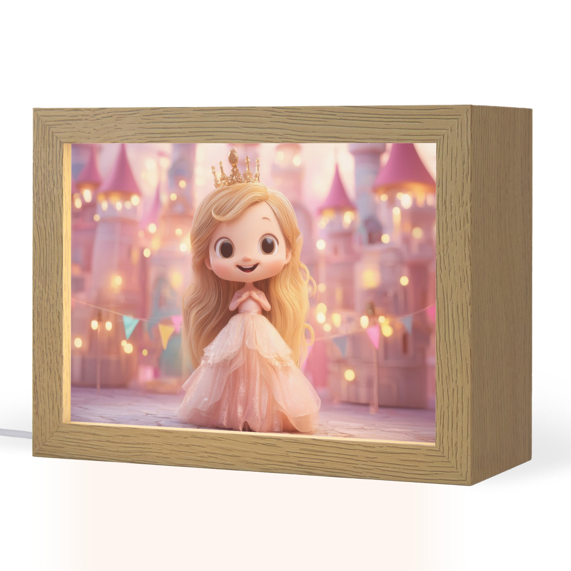 OnlyWow NOČNÍ LAMPIČKA Princezna - Růžová - Zámek 20x15 cm