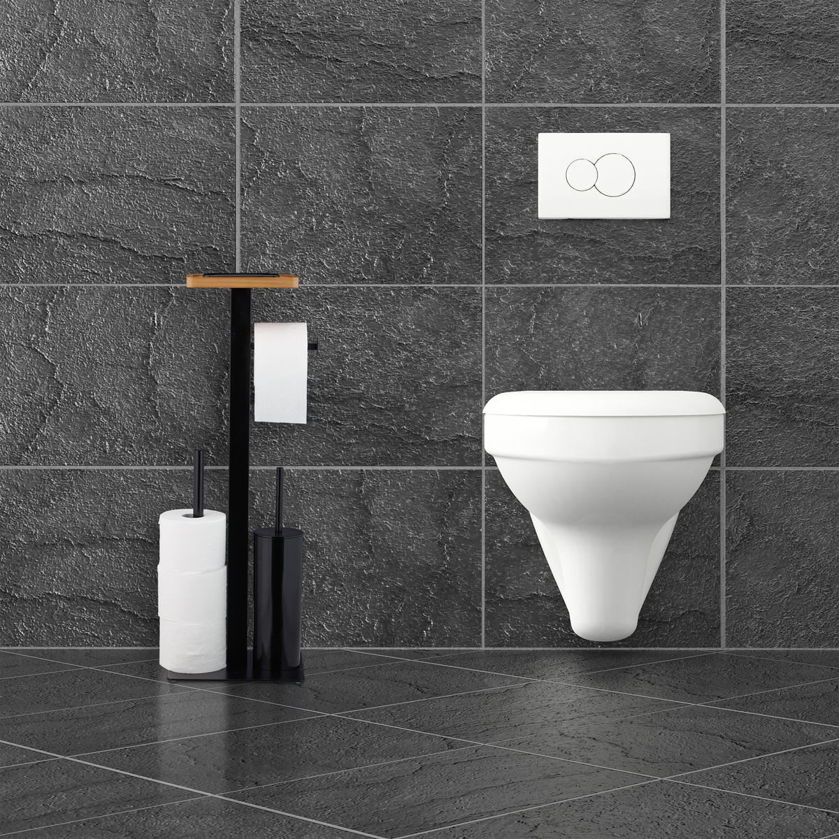 WC Butler - Schwarz, Holz/Metall (25/73/20cm) - Relaxdays