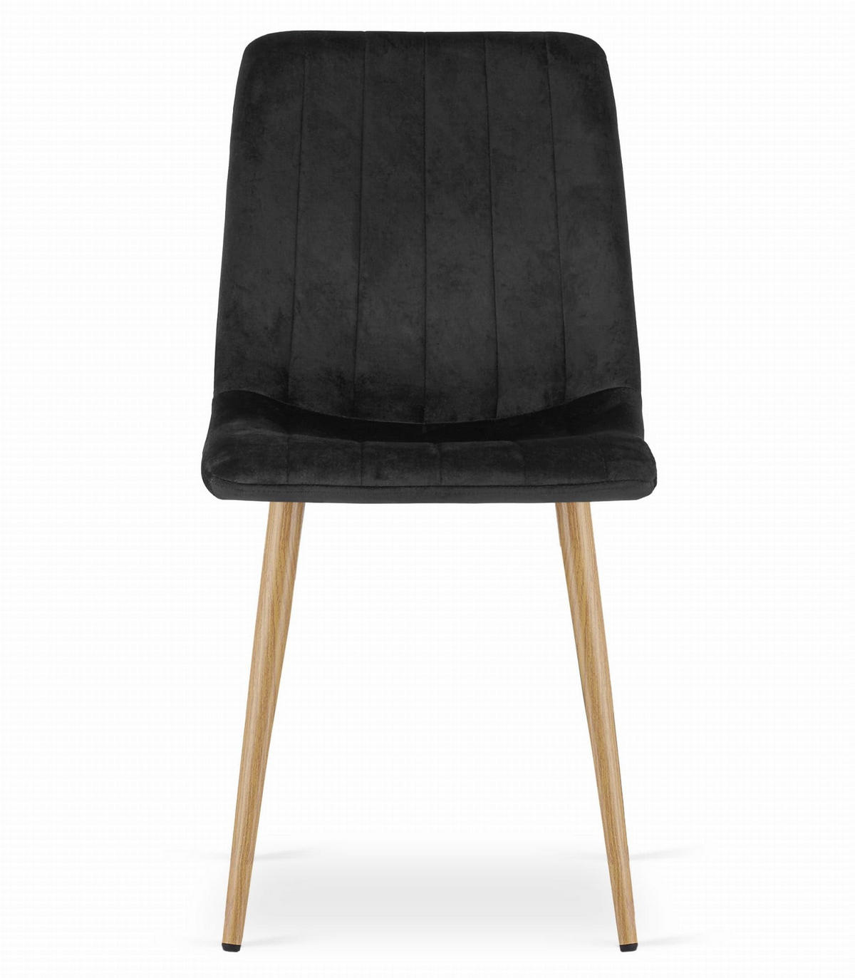 ESSZIMMERSTUHL 4er Set Beige Velours, gepolsterte Sitzfläche, Metallfüße in Holzoptik, Modernes Design - Schwarz, Textil (46/86/56cm) - Best For Home