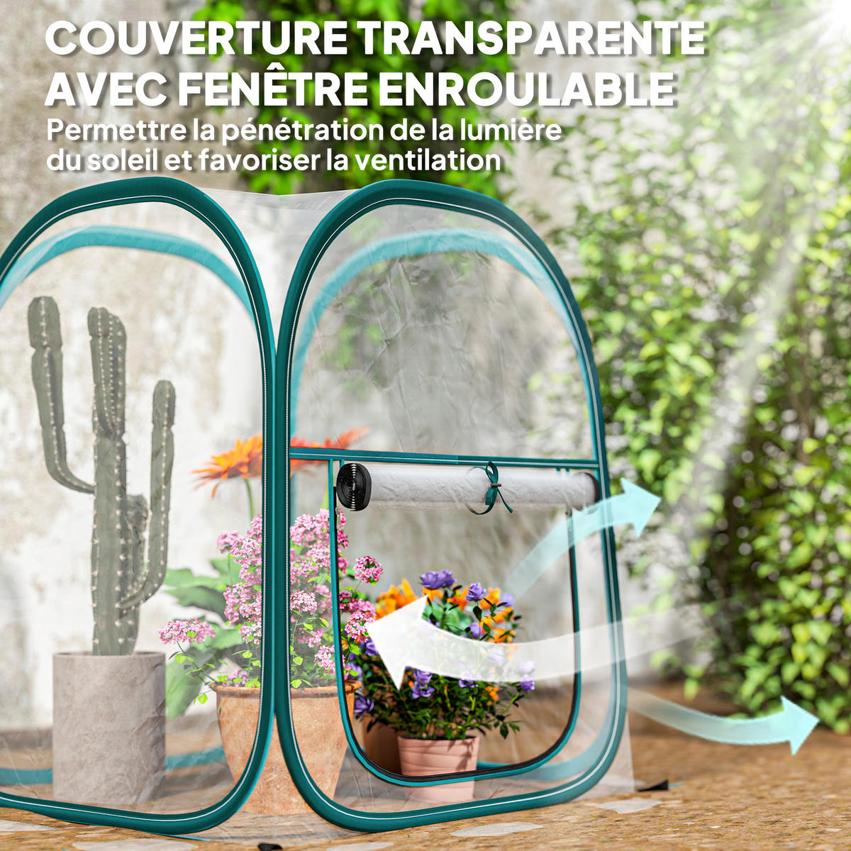 GEWÄCHSHAUS DE-12023 mit Rollfenster & Tragetasche Transparent - Transparent, Kunststoff (70/80/70cm) - ComfortXL