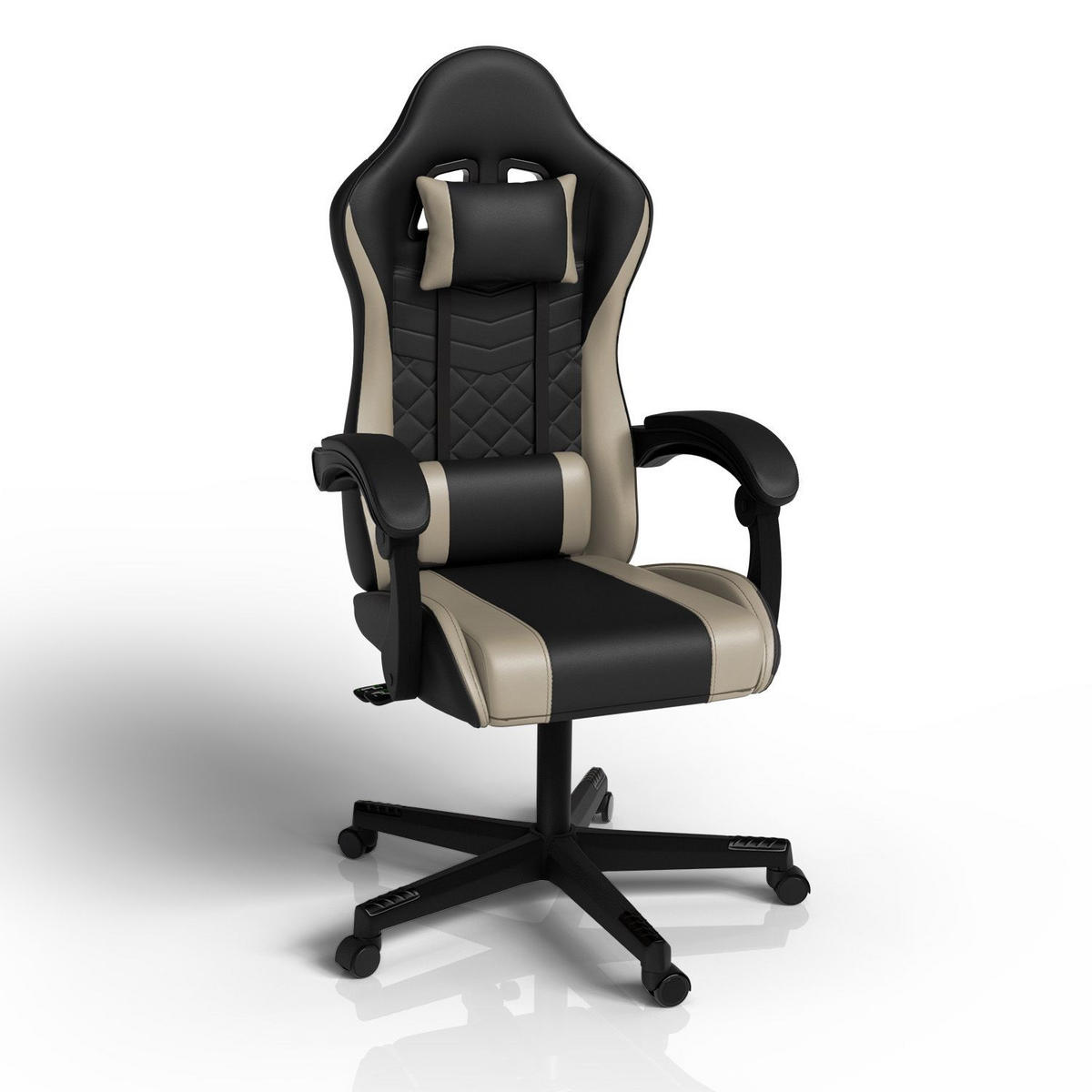 GAMINGSTUHL HyperSeat schwarz/beige - Beige/Schwarz, Kunststoff (63/131/121cm) - Juskys