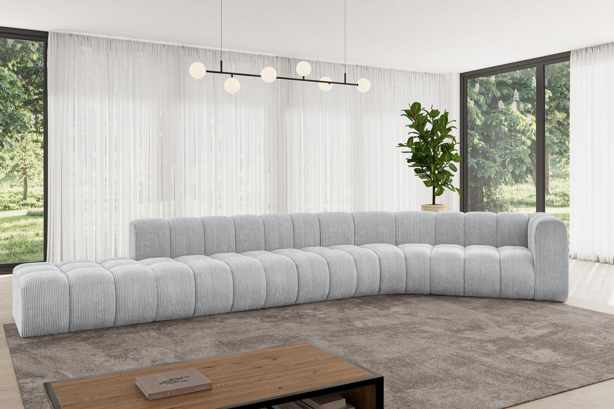 ECKSOFA modulares Sofa Tilmo-L2 - 490x194x70 cm Grau - Grau, Holzwerkstoff/Textil (490/194cm) - ALTDECOR
