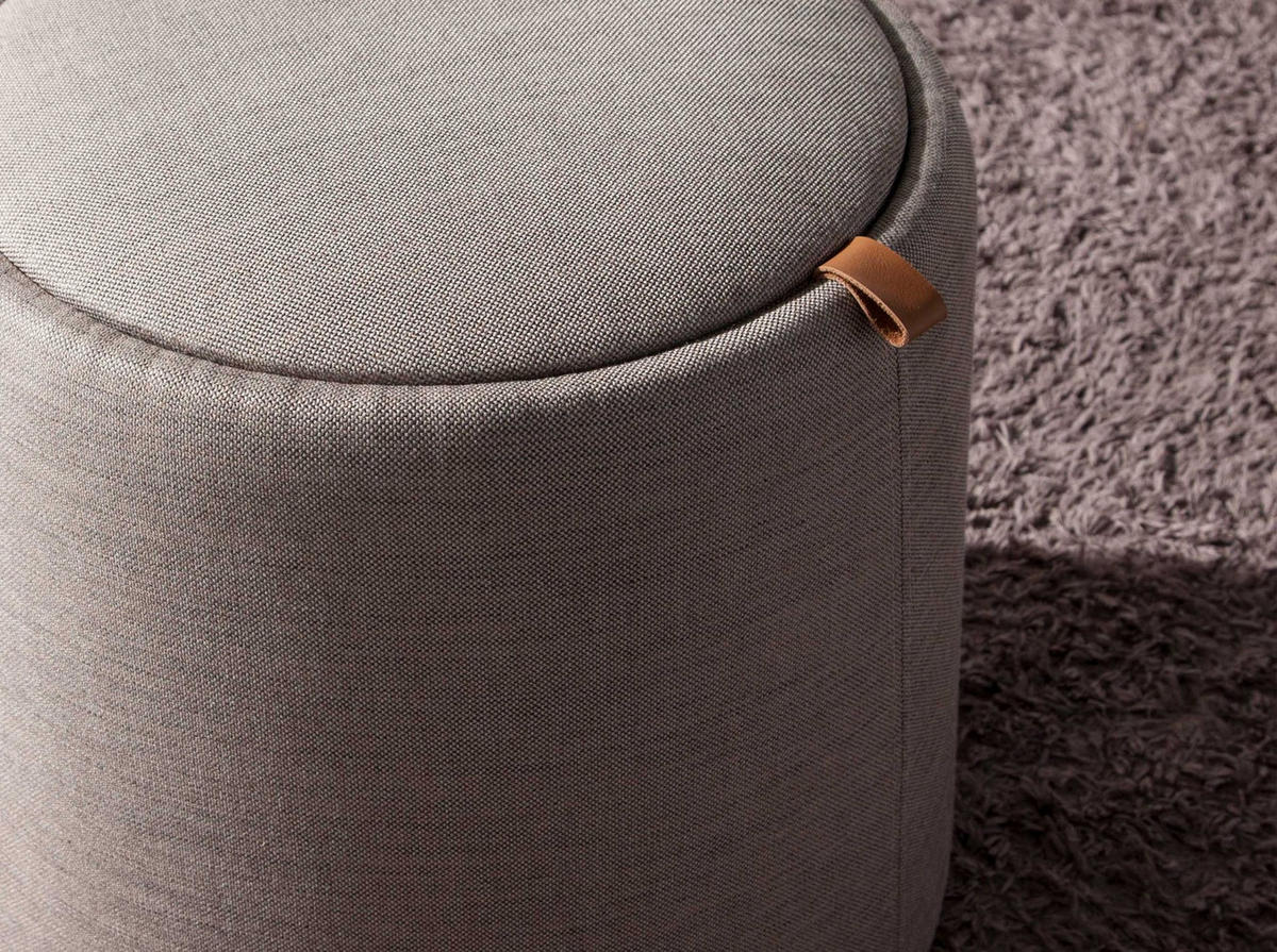 POUF Hocker aus grauem Stoff Ø44/40 cm - Grau, Textil (44/40/44cm) - ANGEL CERDA