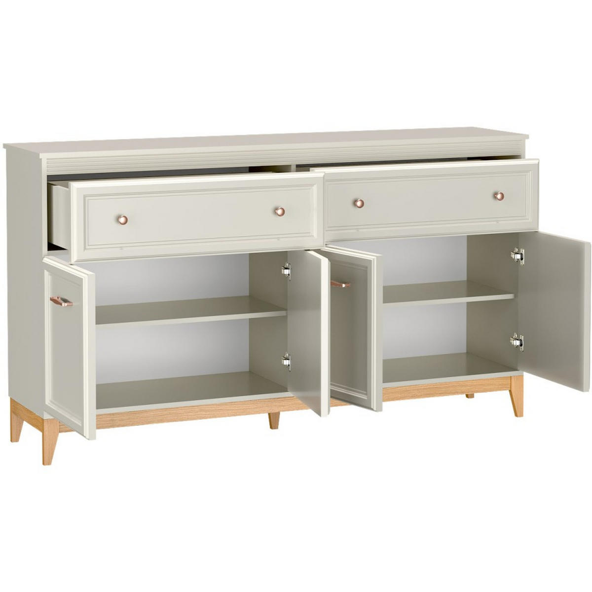 KOMMODE Charlott mit 2 Schubladen und 4 Türen - Kaschmir/Eichefarben, Holz/Holzwerkstoff (179/100/40.5cm) - Beautysofa
