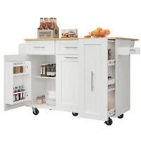 KÜCHENINSEL in Weiß Küchenwagen mit Holzmaserung, Snackregalen , Stauraum und multifunktional , B110/T74/H90.5cm - Weiß, Holzwerkstoff/Metall (134.5/90.5/74cm) - STILVORA