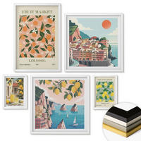 WANDBILDER 5er-Set - 50x50 cm & 20x30 cm & 40x60 cm Weißer Rahmen - Abstrakte ästhetische Berge - Weiß, Kunststoff (40/60cm) - ArtPrintCave