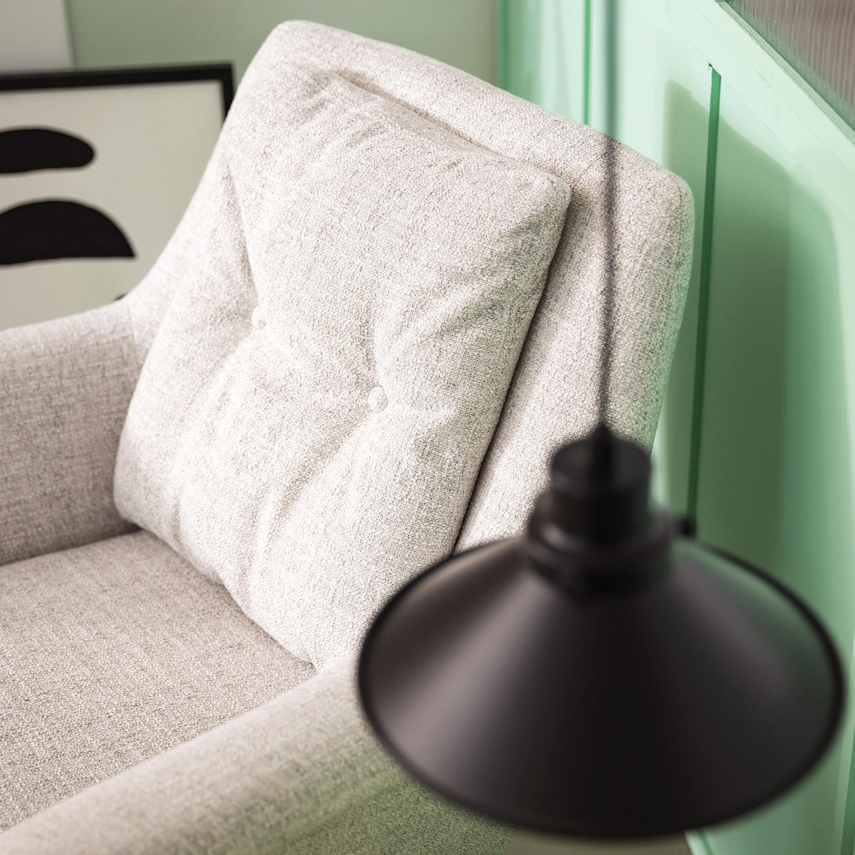 SESSEL - Hellgrau/Schwarz, Textil/Metall (82/88/84cm) - home24