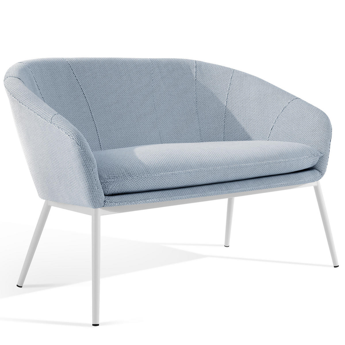 GARTENMÖBELSET SOLIS Gartenlounge-Set, blau/weiß - Blau, Textil/Metall - KONSIMO®