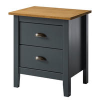 NACHTKOMMODE - Kiefer massiv - Anthrazit, Holz (46/52/35cm) - home24