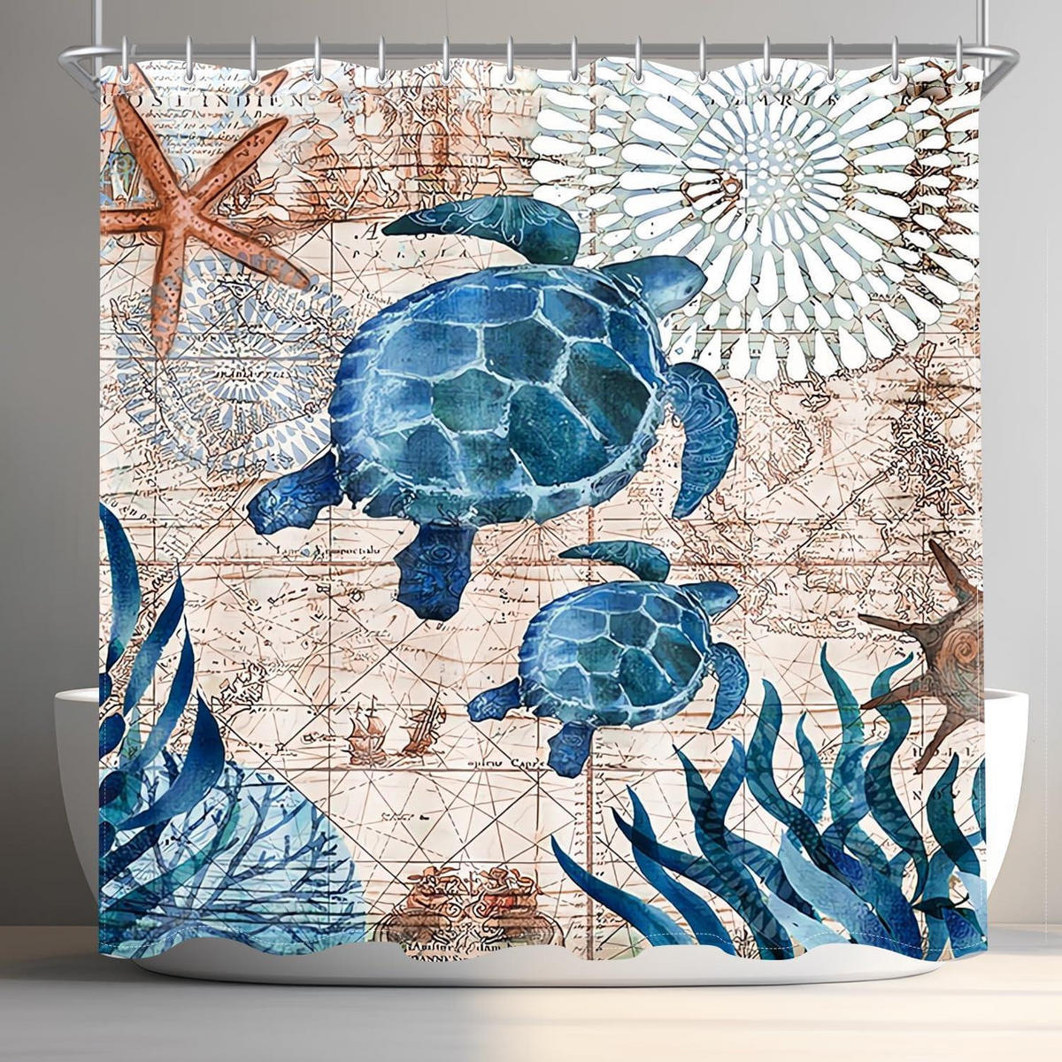 DUSCHVORHANG Meeresschildkröte 240 x 200 cm - Multicolor, Textil (240/200cm)